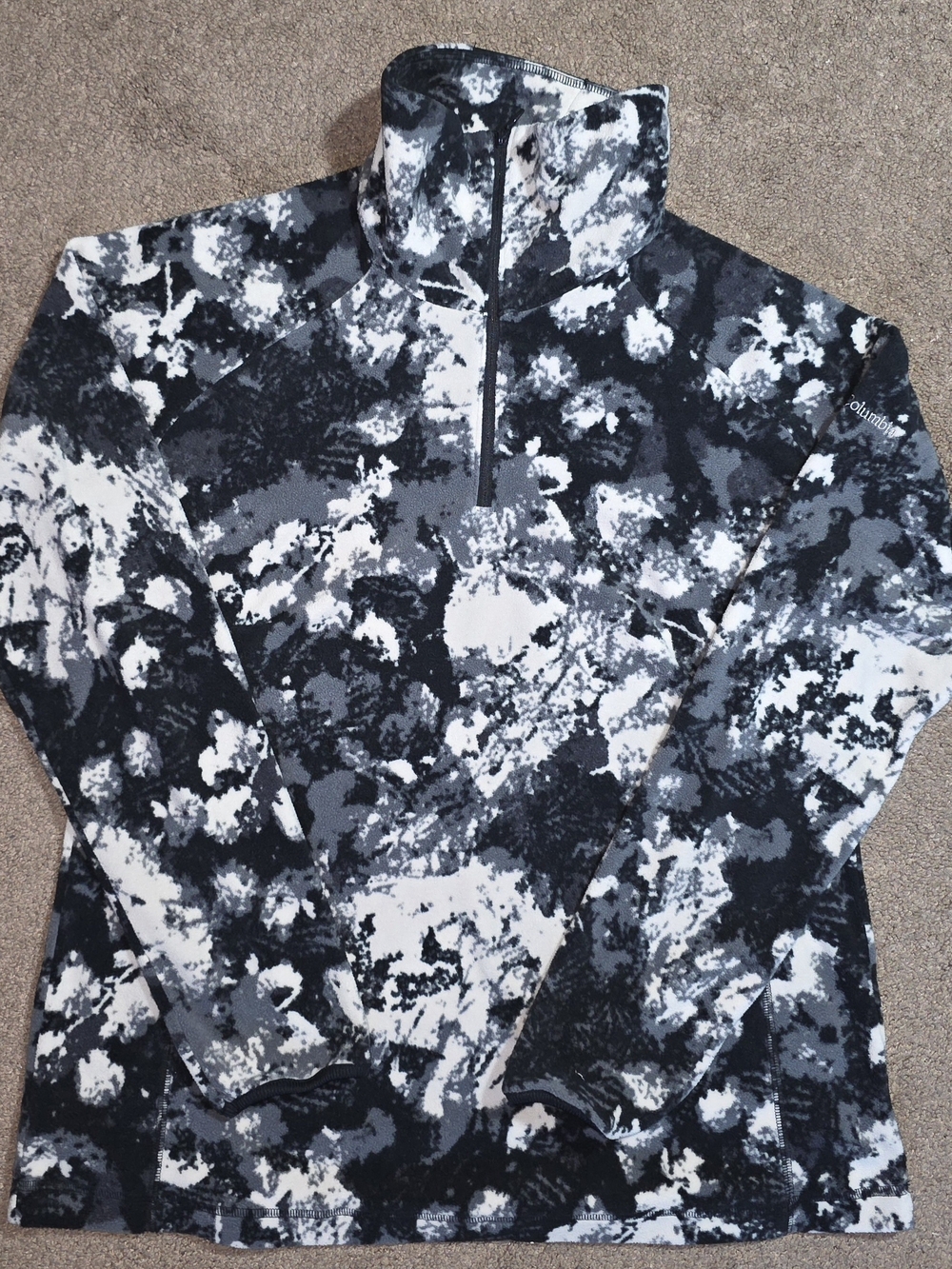 Women's XL Columbia Glacial Fleece Black & Gray Quarter-Zip Sweater